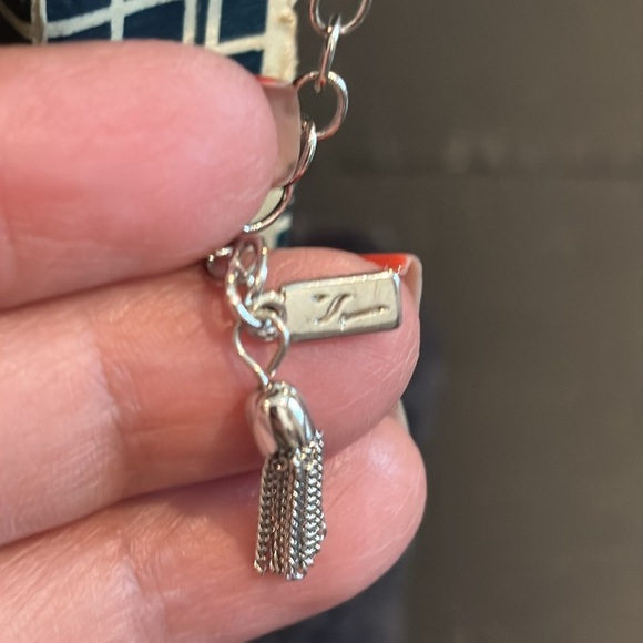 Silver Necklace Signed Dainty Multichain Rhinestone - Picture 5 of 8